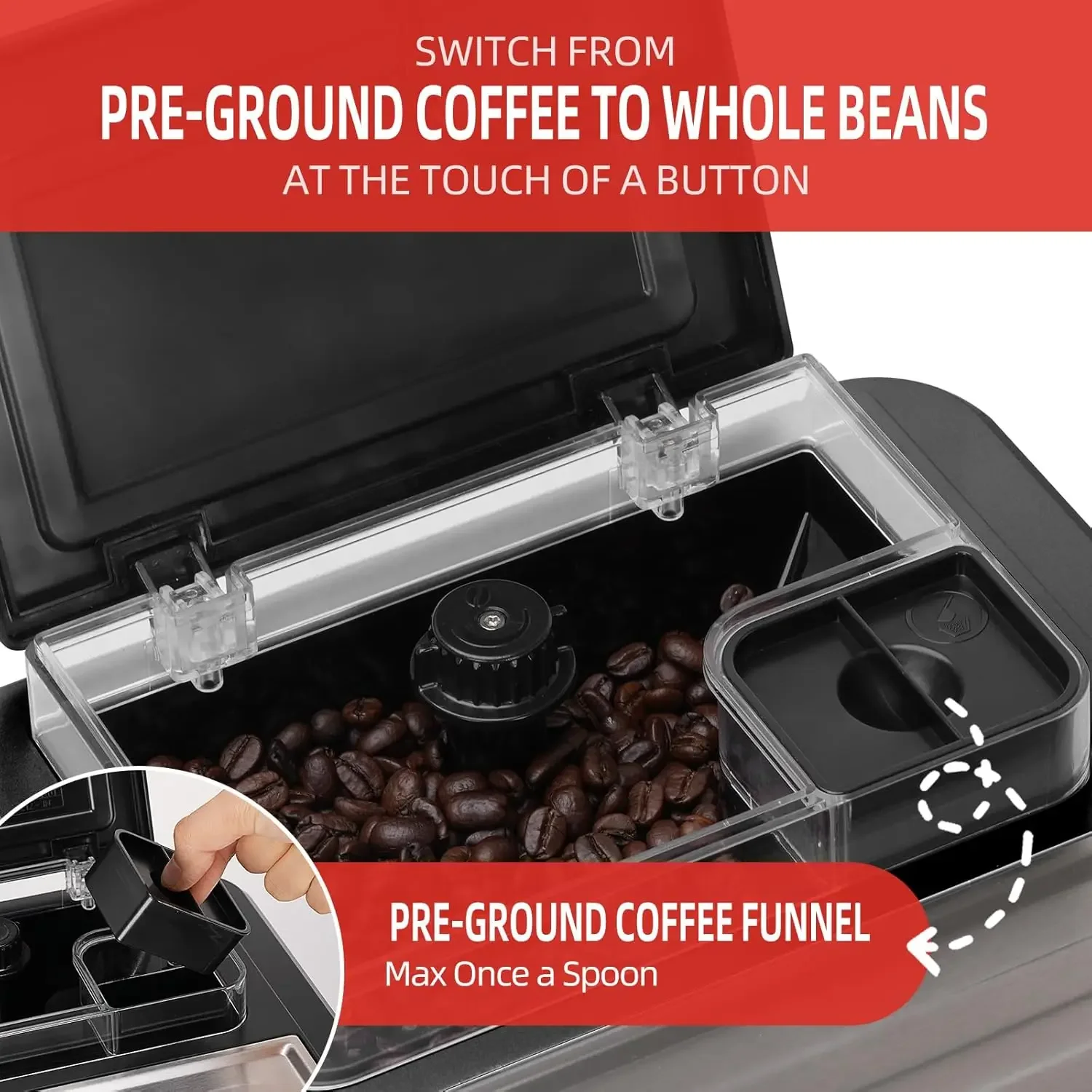 ES317 Fully Automatic Espresso Machine，Milk Frother,Built-in Grinder  Intuitive Touch Display 7 Coffee Varieties for Ho 3