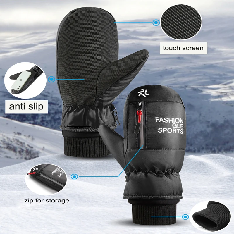 Winter Skiing Gloves Waterproof Snowboarding Touch Screen Thermal Thick Snow Windproof Gloves Men Women Snowmobile Warm Mittens 4
