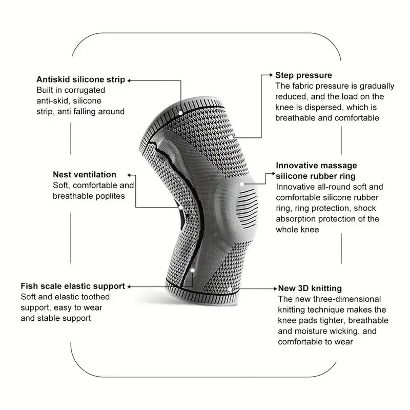 Non-Slip Knee Support Brace with Patella Gel Pad Stabilizers Comfort-Fit Compression Sleeve for Arthritis, Sports 3
