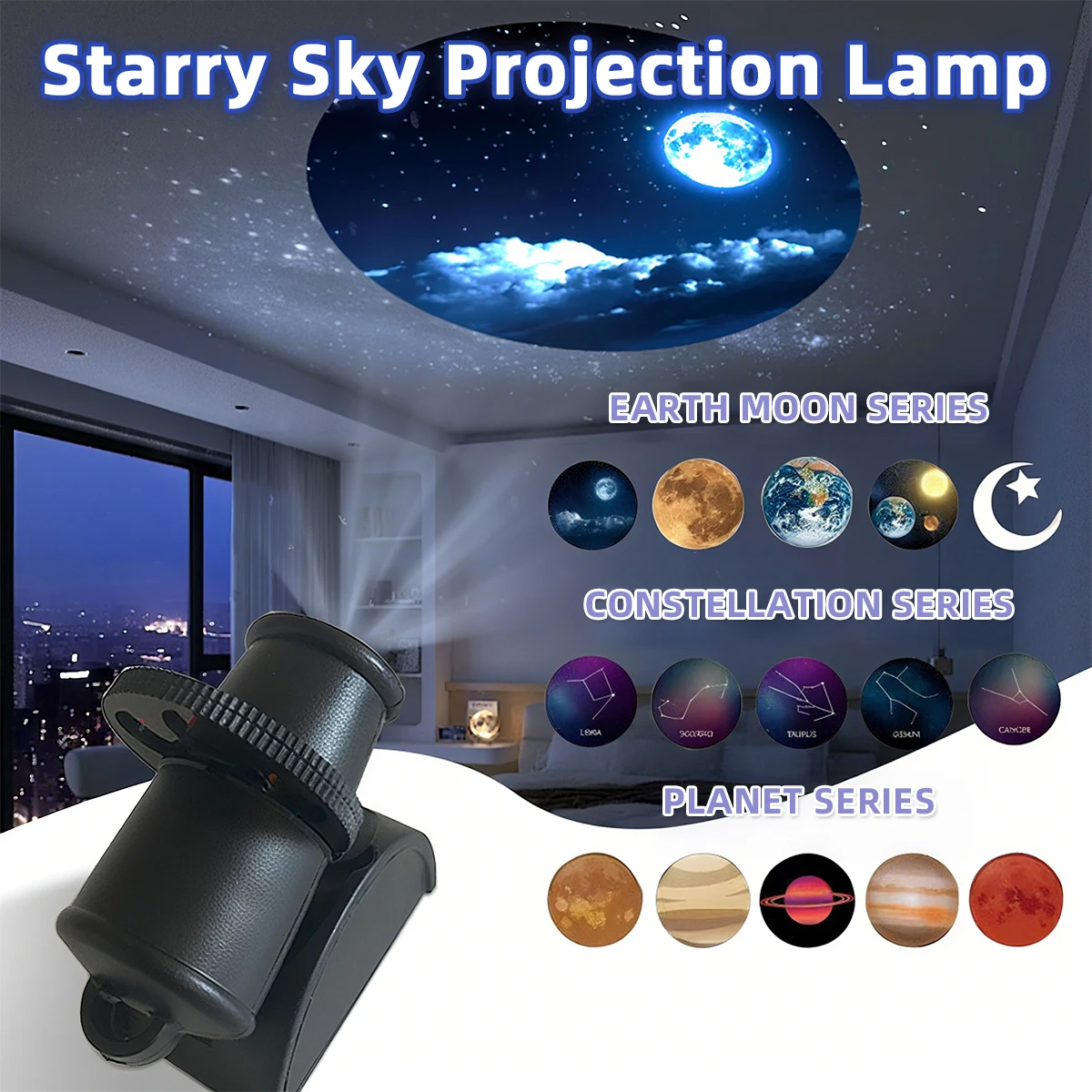USB Moon Planet Projector Lamp Replaceable LED Night Light Jupiter Constellation Earth Series Atmosphere Creating Night Light