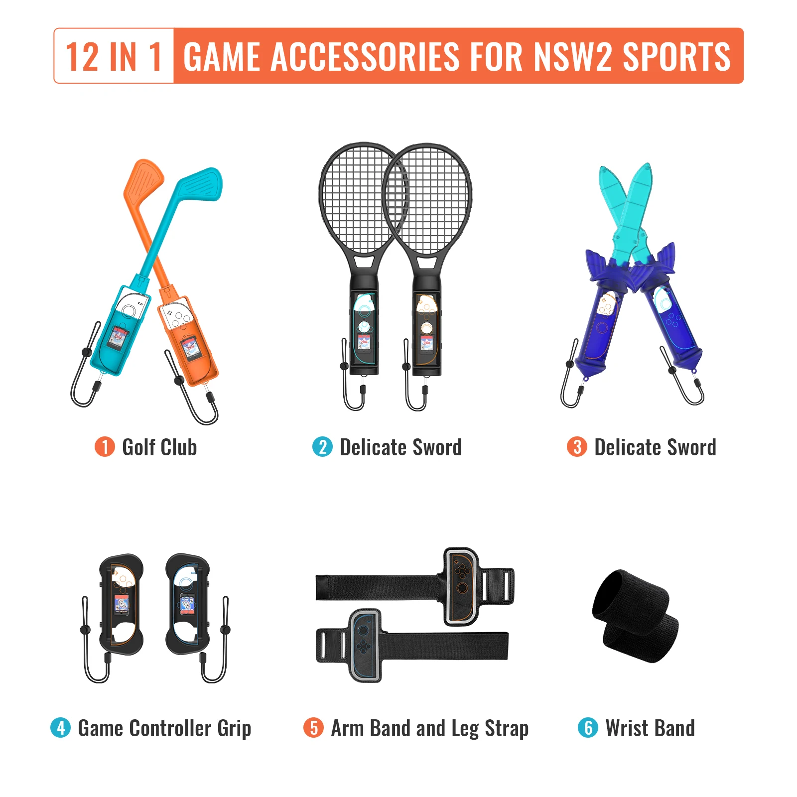 12 in 1 スポーツアクセサリーセット Switch 2 コンソール&Joy-con 用