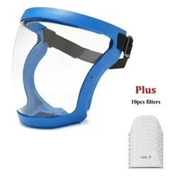 Full Face Protective Shield - Transparent Facial Screen and Kitchen Accessory (Blue Set)