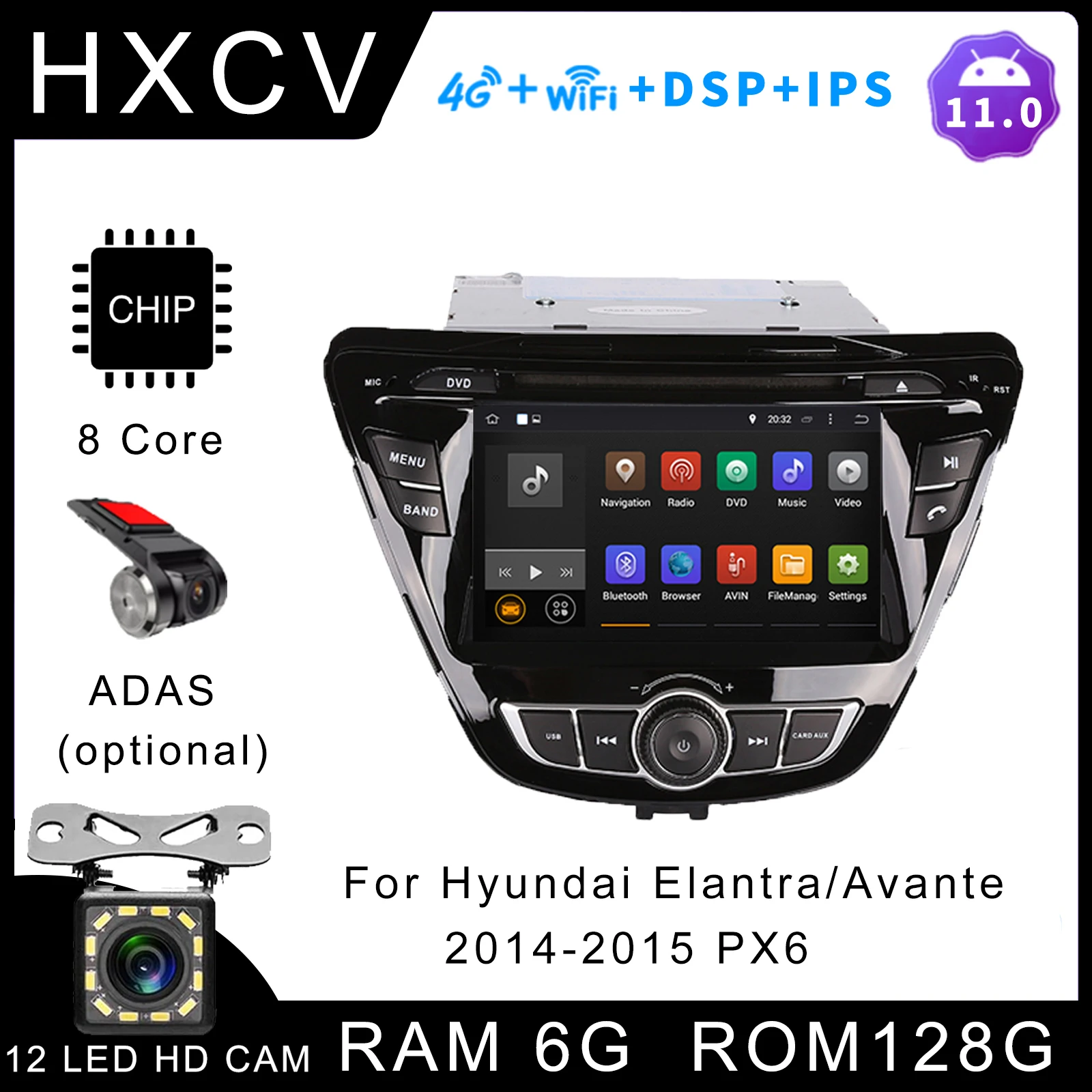 

Smart Android Car radio For Hyundai Elantra Avante 2014- 2015 PX6 gps navigator for car 4G car radio with bluetooth DAB+ Carplay