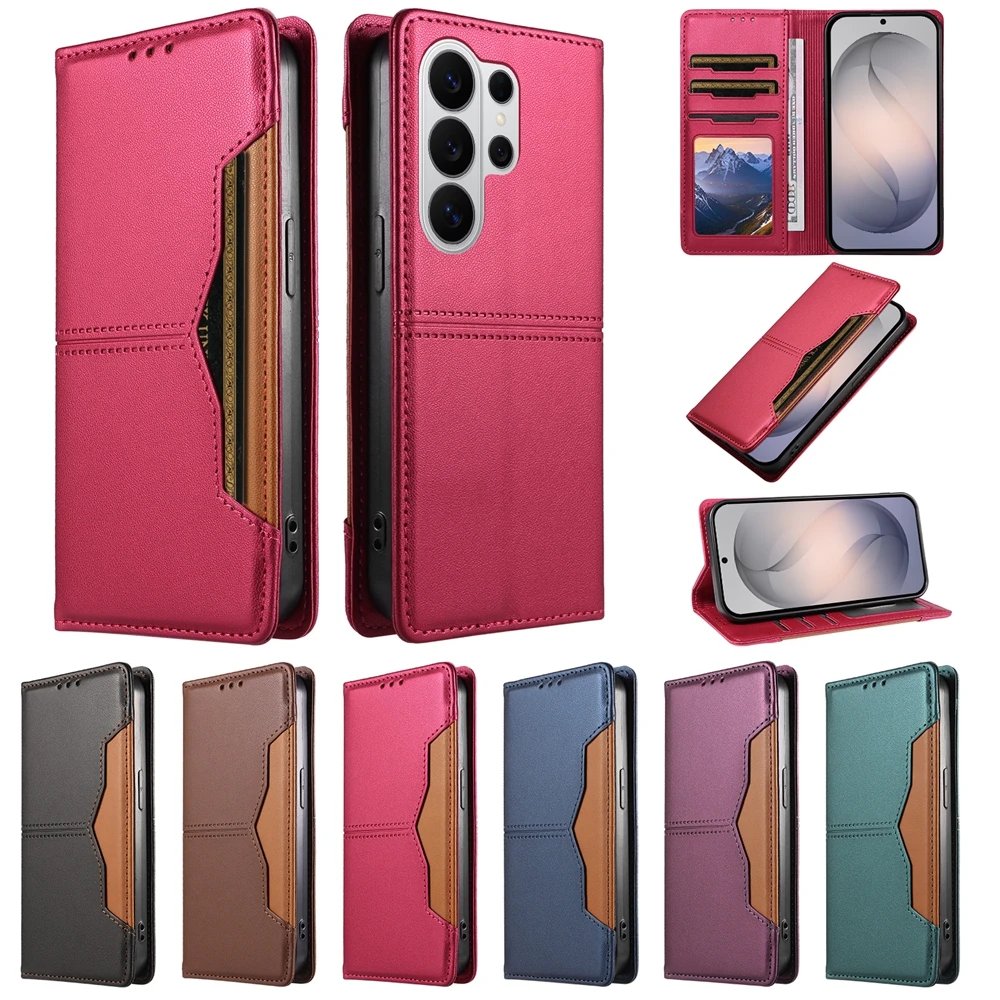 Premium Magnetic Flip Leather Wallet Phone Case with Card Holder and Stand Feature