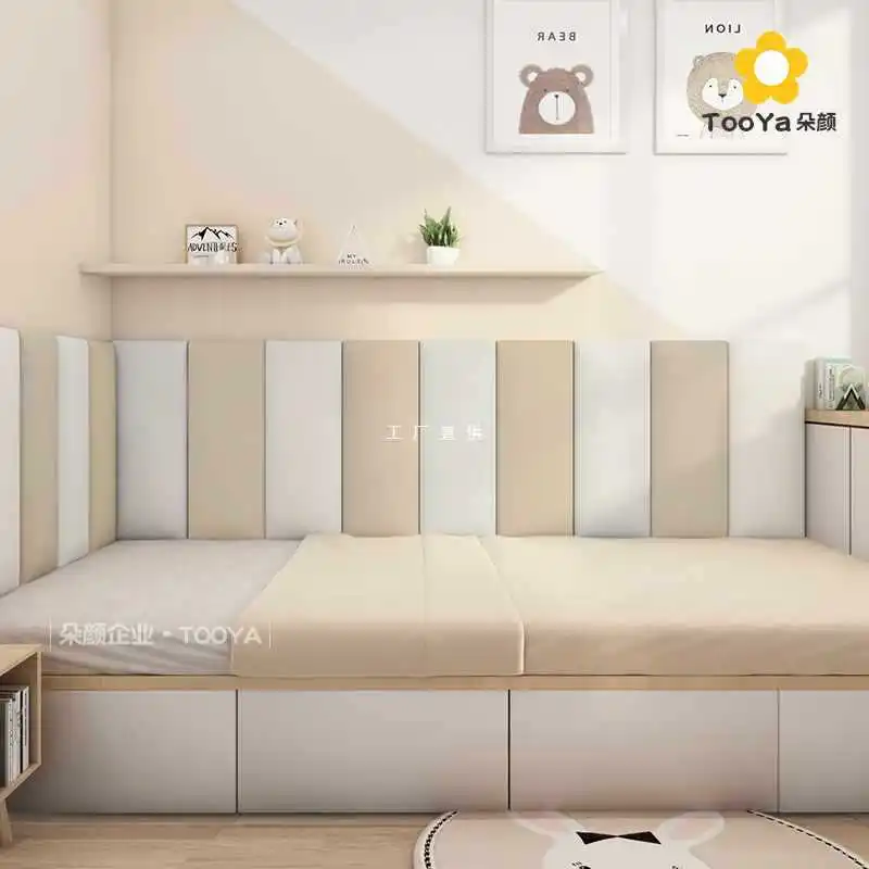 

Tatami mat upholstered technology cloth children's room headboard anti-collision self-adhesive solid color modern