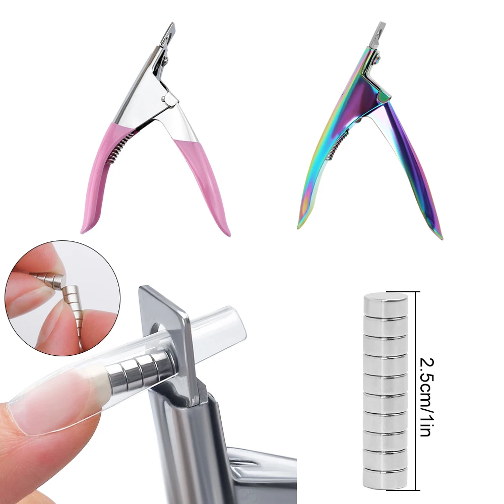 Professional Nail Art Clipper U-cut Stainless Steel Nail Cutter Scissors French False Trimmers Cutters Nail Art Tools With Magne