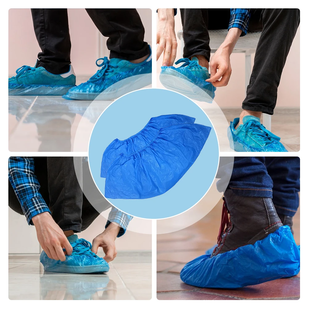 100PCS Disposable Waterproof Shoe Covers Anti Slip Dustproof Wear Resistant Shoe Cover Thickened Foot Cover For Workshop Indoor shoe covers