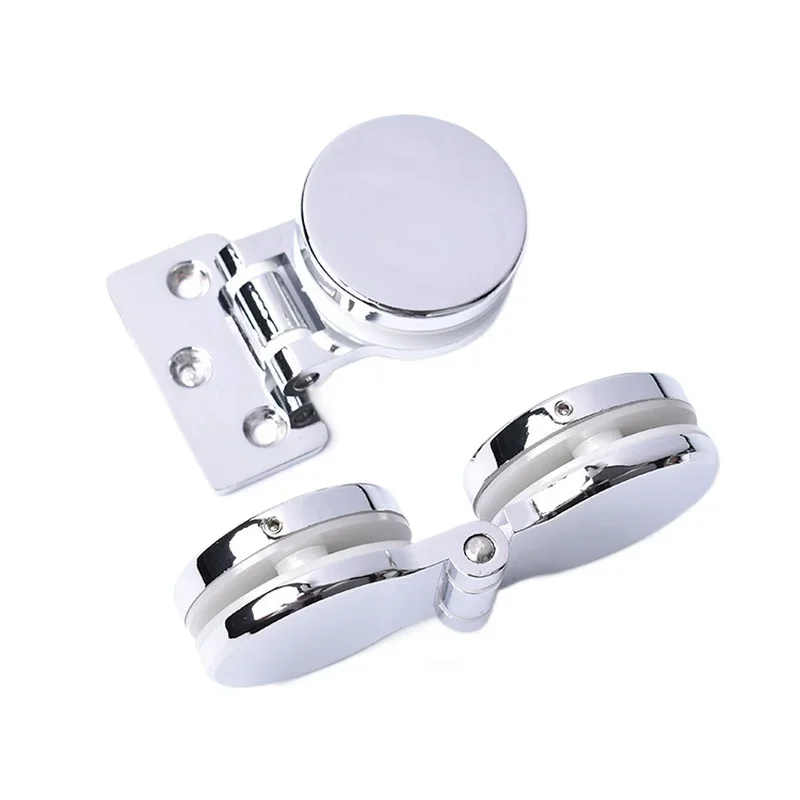 2Pcs/Lot 90 180 Degrees Zinc Shower Box Screen Frameless Glass Hinge Mortise Decorative Cover Round Chrome Furniture Hinge