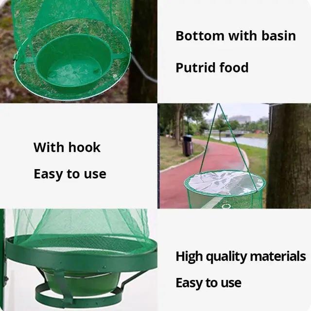 1Db Légyfogó Gyilkos Kártevőirtó Újrafelhasználható Függő Légycsapda Légykatrec Ketrec Háló Csapdák Kert Lógó Légykapó - Image 5