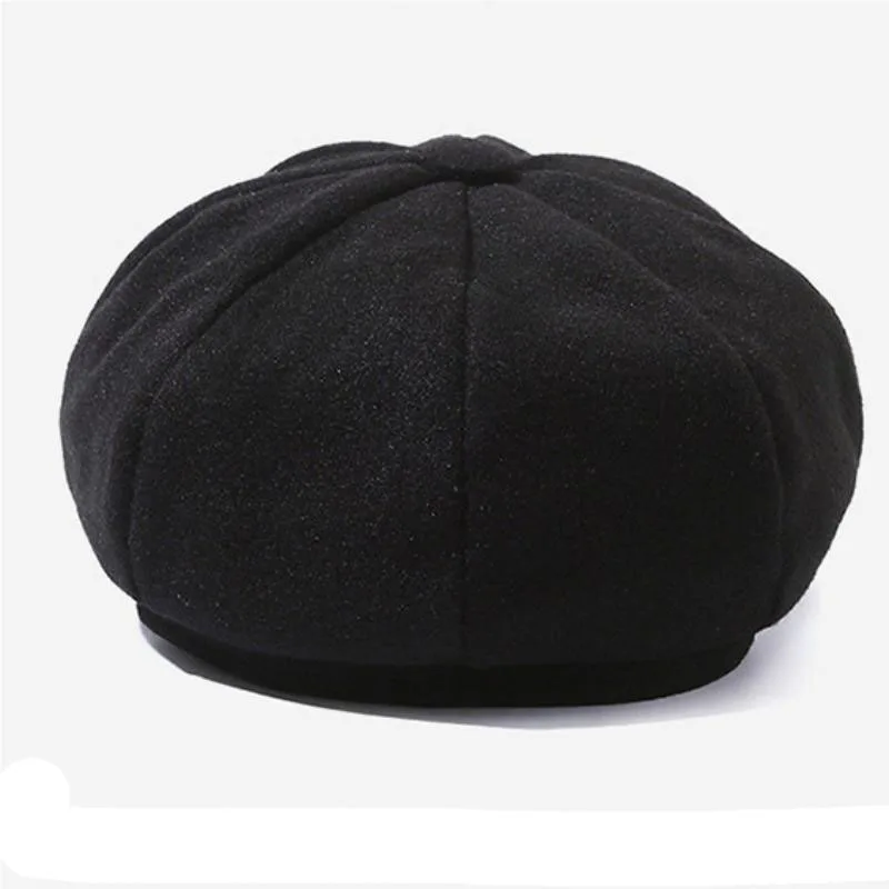 Woolen Beret Newsboy Hat Fashion Beret Autumn and Winter Outdoor Cotton Hat Windproof Men Women Universal Painter Caps