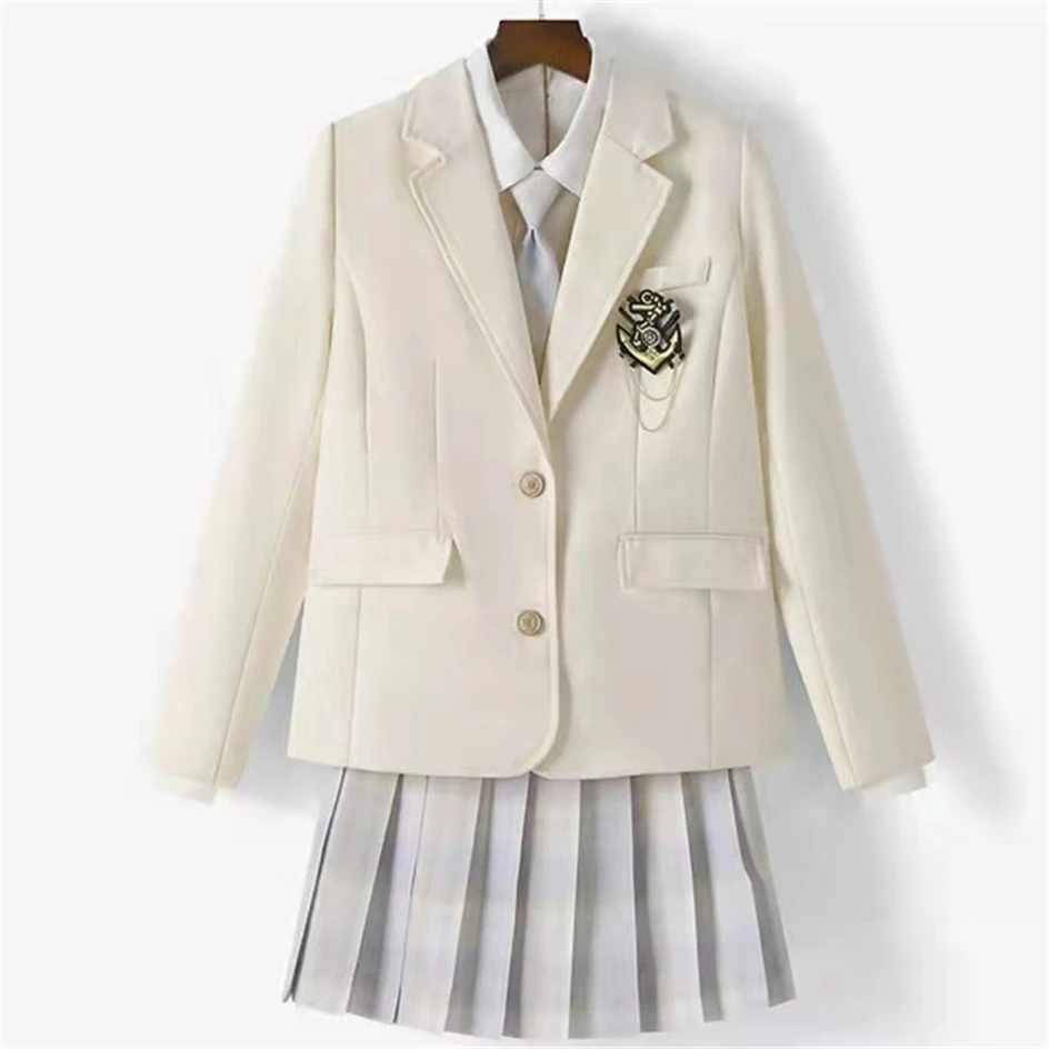 Women Men Spring Autumn Solid Color Beige Navy Suits Blazer Long Sleeve Jackets Coats Outwear JK School Uniform Students Clothes