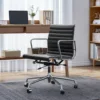Mid Back Classic Genuine Leather Office Chair Ergonomic Office Chair Adjustable Swivel Leather Computer Desk Gaming Chair 6