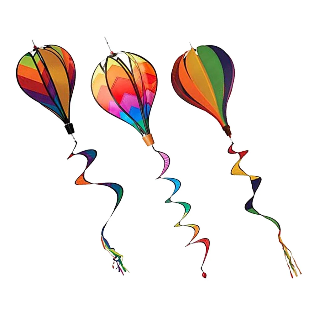 

3 Pcs Hot Air Balloon Wind Bar Balloons Spinners Outdoor Layout Pendants Colorful Hanging Decor Pvc Decorative Garden