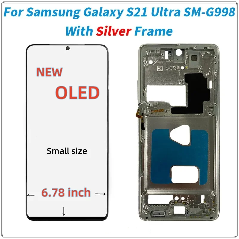 100%  OLED ÷,  SM-G998F/DS G998B G998U LCD ġ ũ, Ｚ  S21 Ʈ LCD, S21Ultra G998, ǰ