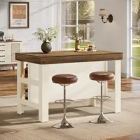 Home Bar Table Unit with Storage Shelves, 55.1-Inch Farmhouse Counter Height Bar Cabinet for Kitchen Dining Room, Customized 4