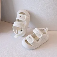 Summer Mesh Breathable Boys Beach Shoes Soft Sole Anti Slip Girls Baby Sports Sandal Cartoon Bear Head Embroidered Kids Sandals 3