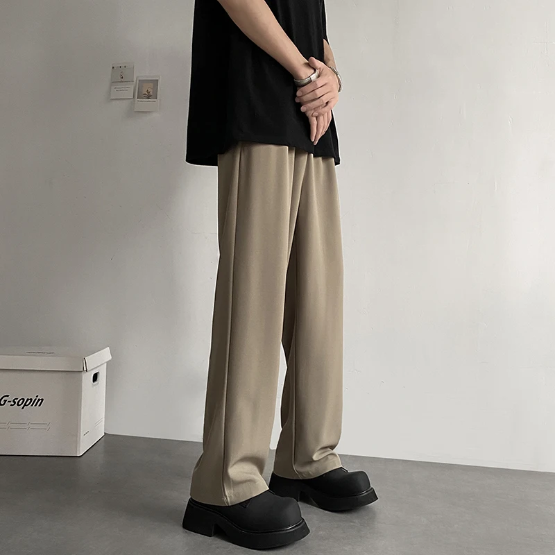 Summer Black Suit Pants Men Fashion Social Mens Dress Pants Korean Loose Straight Casual Pants Mens Office Formal Trousers M-2XL