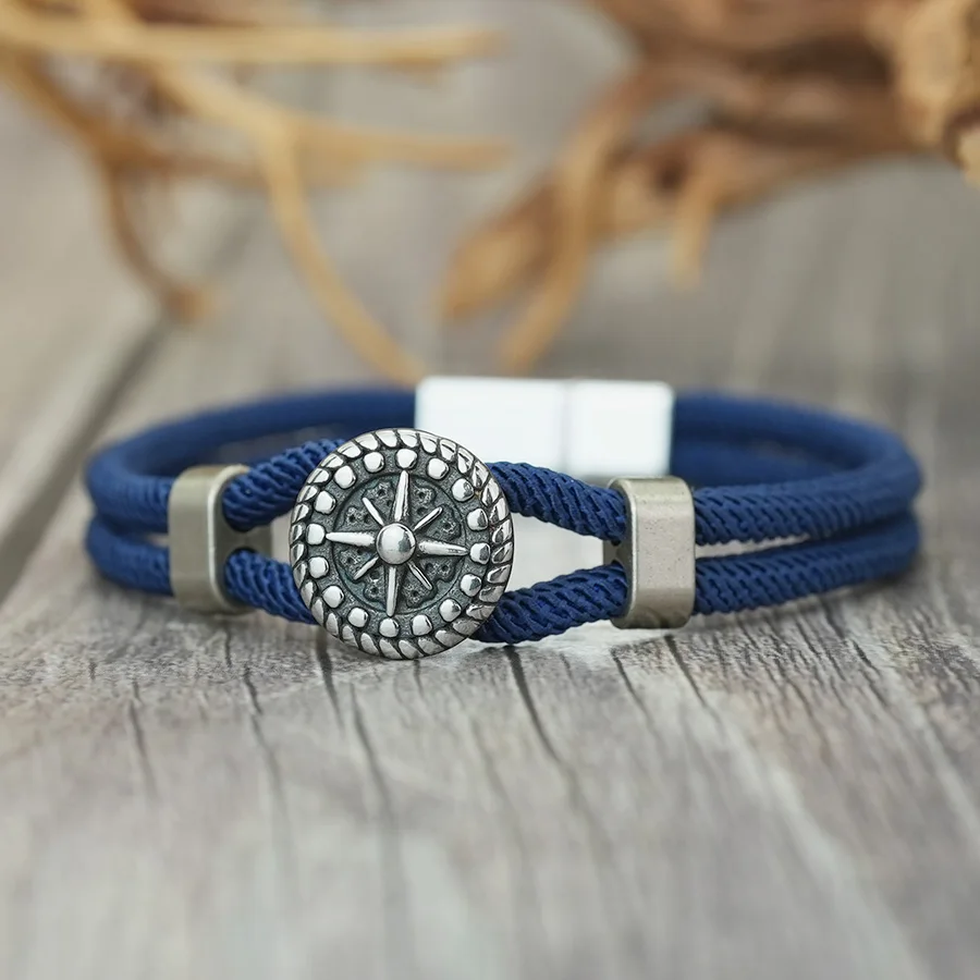 Noter Retro Navigation Compass Bracelet For Men 5 Colors Grade A 4mm Silk Rope Braclet Bangle Cool Riding Hand Accessories Joias - Image 2