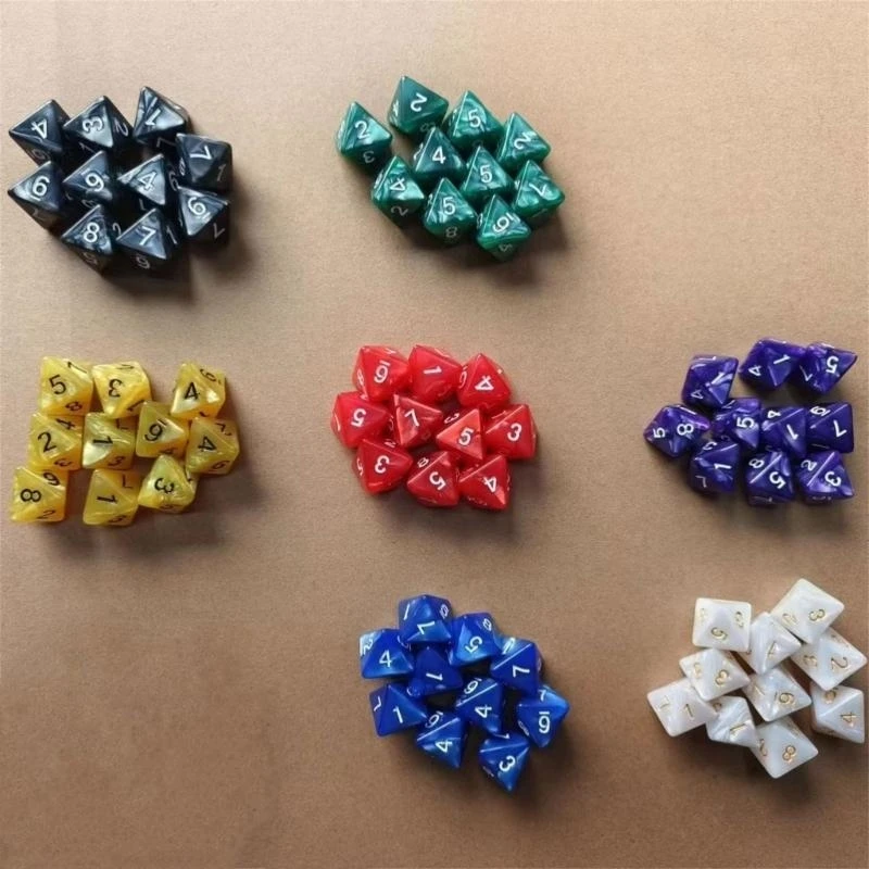 10pcs 대리석 패턴 8면 아크릴 약