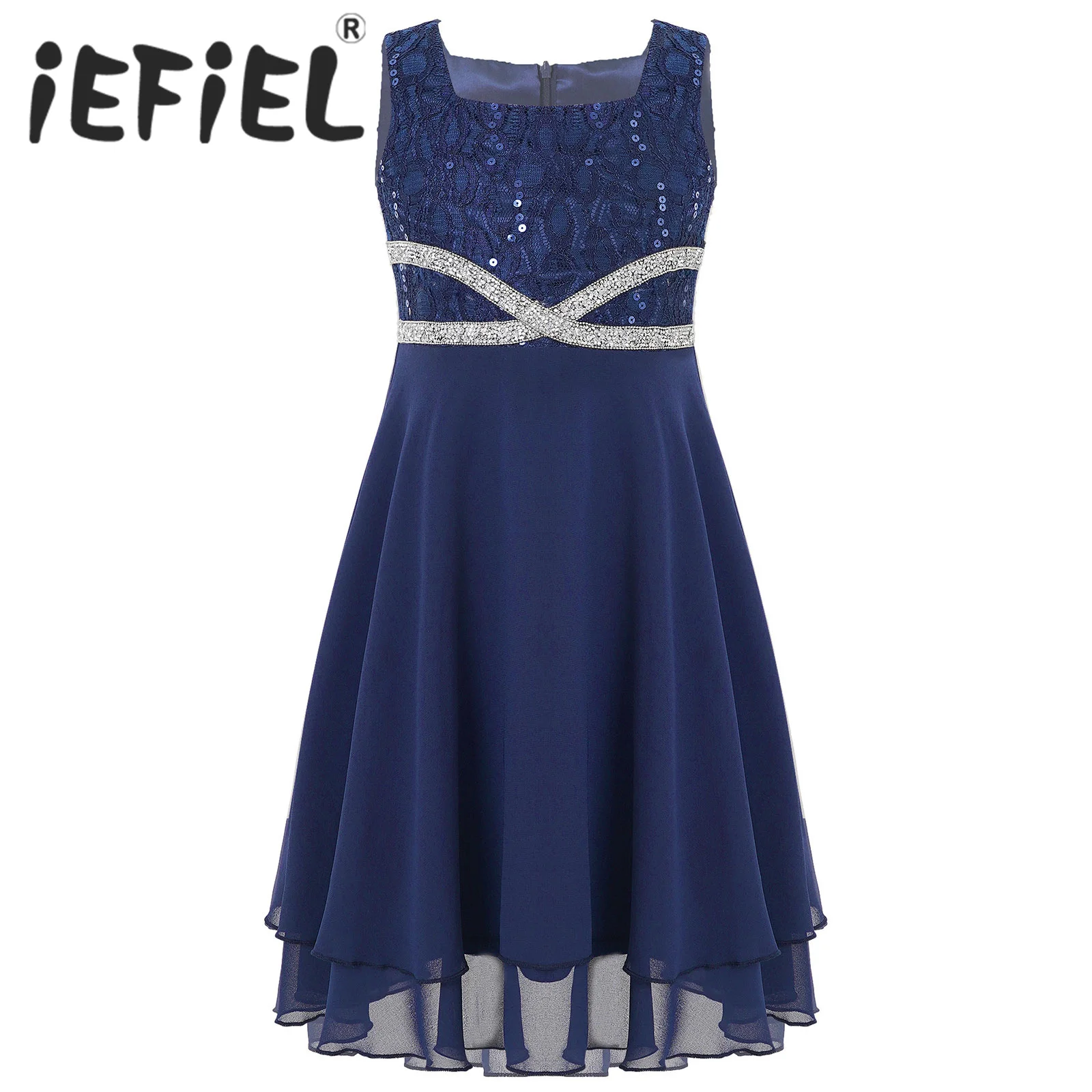 Robe De Soirée Enfant Fille En Mousseline - Pour Mariage, Communion, Fête (3 à 16 Ans) Avec Paillettes