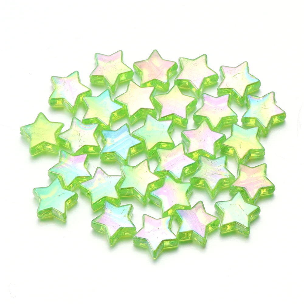 100pcs AB Color Acrylic Star Beads for DIY Jewelry and Crafting