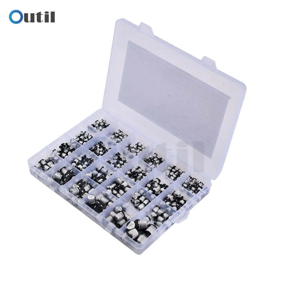 

400pcs Aluminium Electrolytic Capacitor 1uF to 1000uF 6.3V-50V 24Value SMD Aluminum Electrolytic Capacitors Assortment Kit
