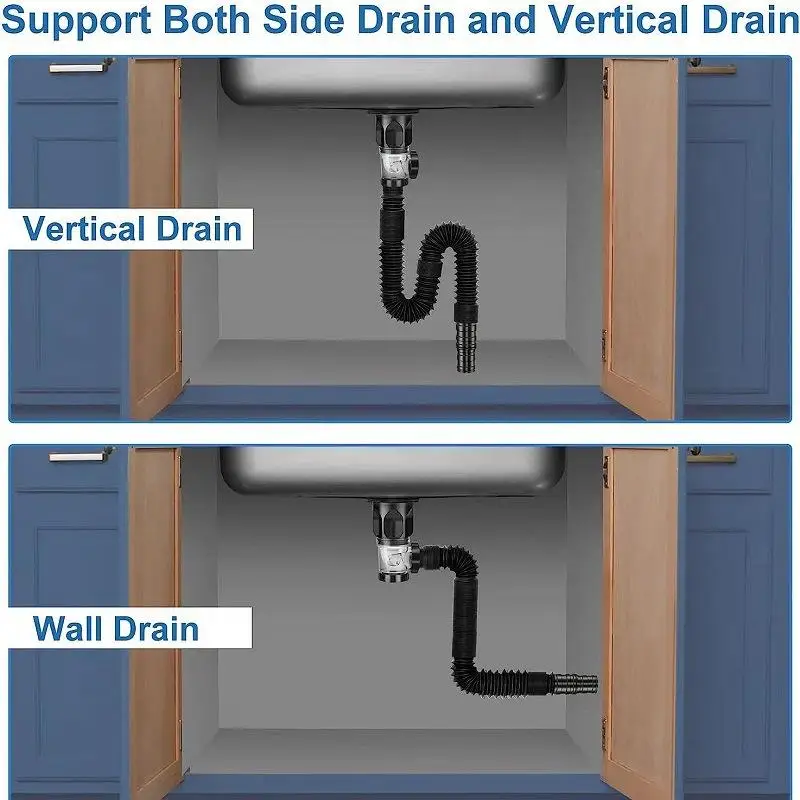 Kitchen Sink Drain Pipe Flexible Stretchable Deodorant Strainer Pipeline Washbasin Anti Blockage Sink Strainer Drain Pipe 3