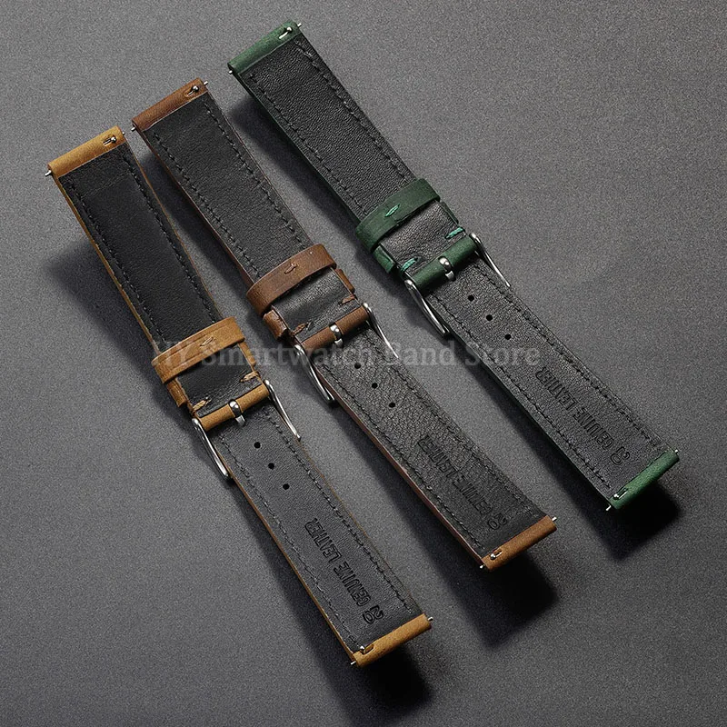 Elegant Universal Leather Watch Strap - Quick Release Fashion Band in Black and Brown