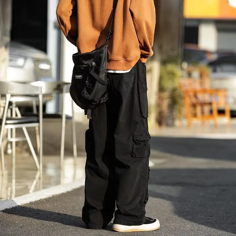 Cargo Pants Multi-pockets Tooling Pant Harajuku Men's Vintage Loose Wide Leg Pants Streetwear Casual Hip-hop Mopping Trousers