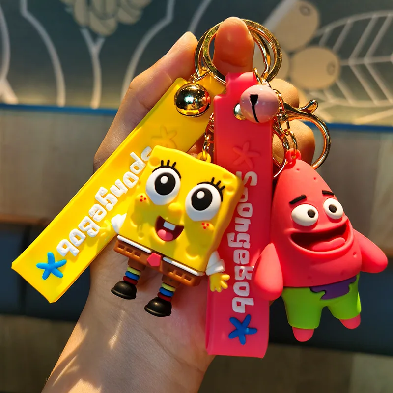 

Cartoon SpongeBob Keychain Cute Patrick Star Key Chain Anime Figures Bag Keyring Charm Kids Toys Birthday Fashion Jewelry Gifts