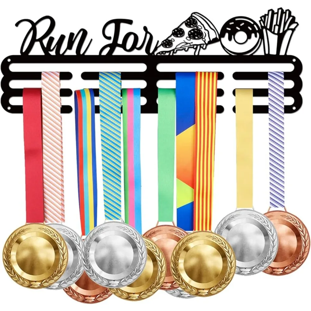 

Running Medal Hanger Display Run for Pizza Donuts Fries Medal Holder Iron Sports Medals Display Hook for 60+ Competition Medals