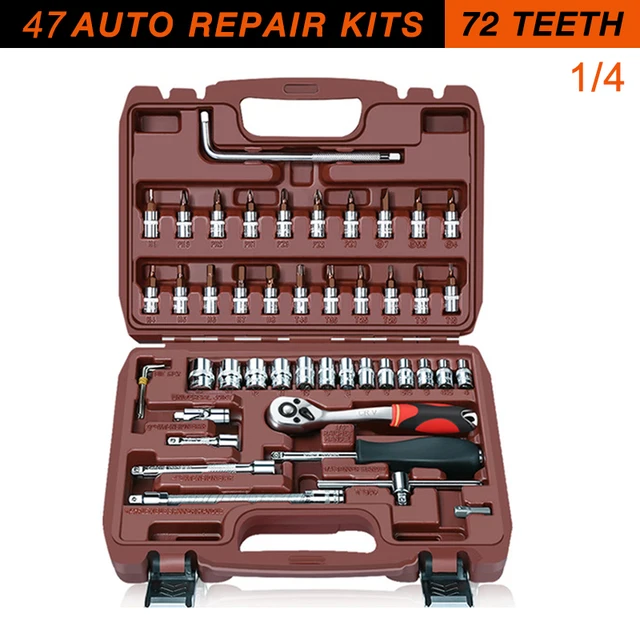 Socket Set Universal Car Repair Tool Ratchet Set Torque Wrench Combination Bit A Set Of Keys Multifunction DIY toos 47pcs