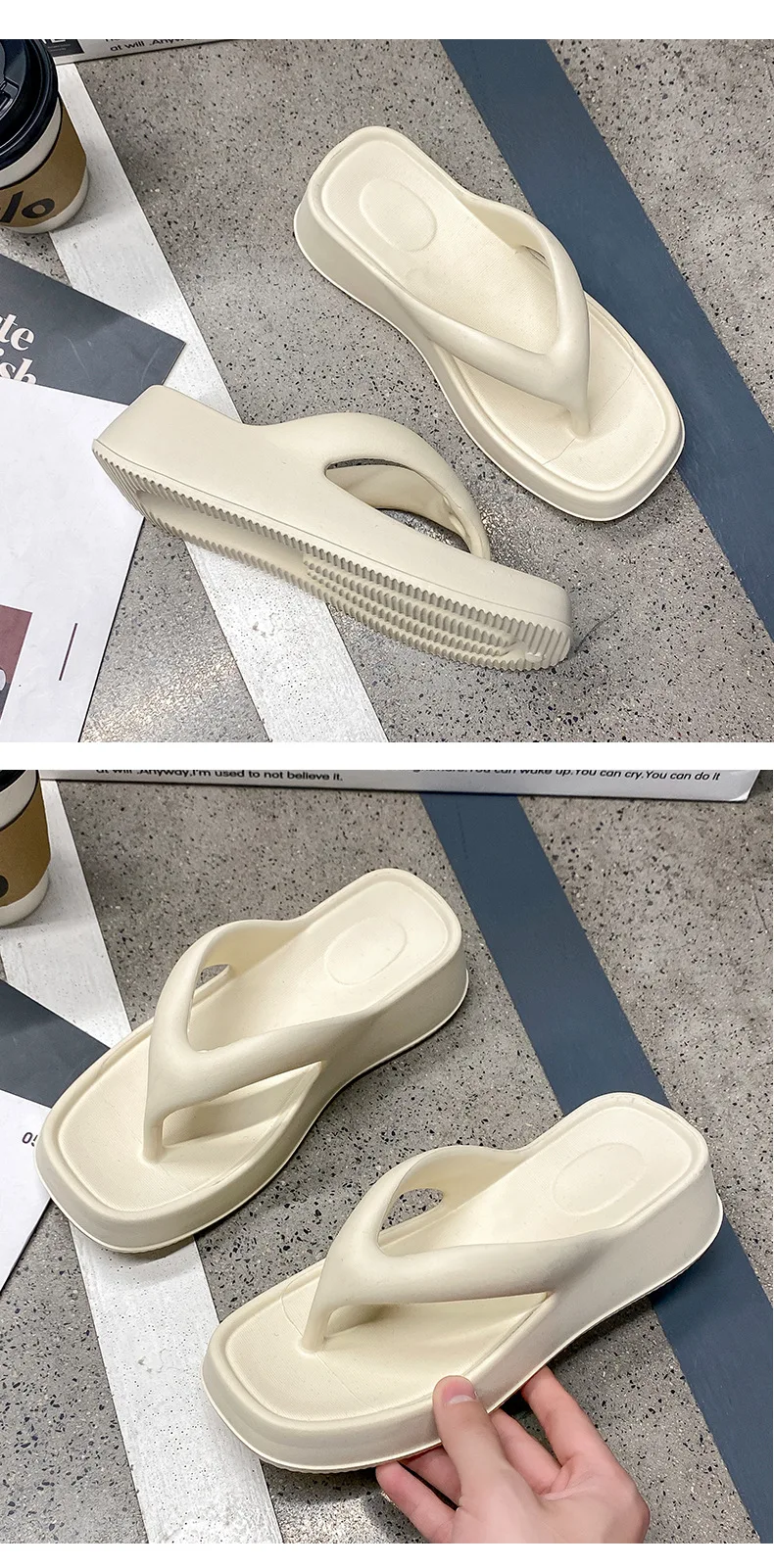 Damen Stylische EVA Flip-Flops Bequeme Weiche Rutschfeste Geruchshemmende Modische Vielseitige Strand-Sandalen für Sommer und Freizeit – Detail 5