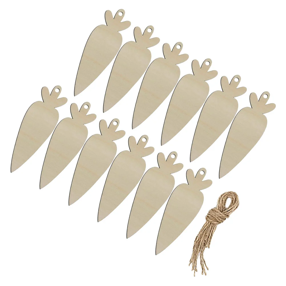 

12pcs Wooden Carrot Pendant Unfinished Carrot Ornaments Wood Carrot Ornament DIY Carrot Wood Slices