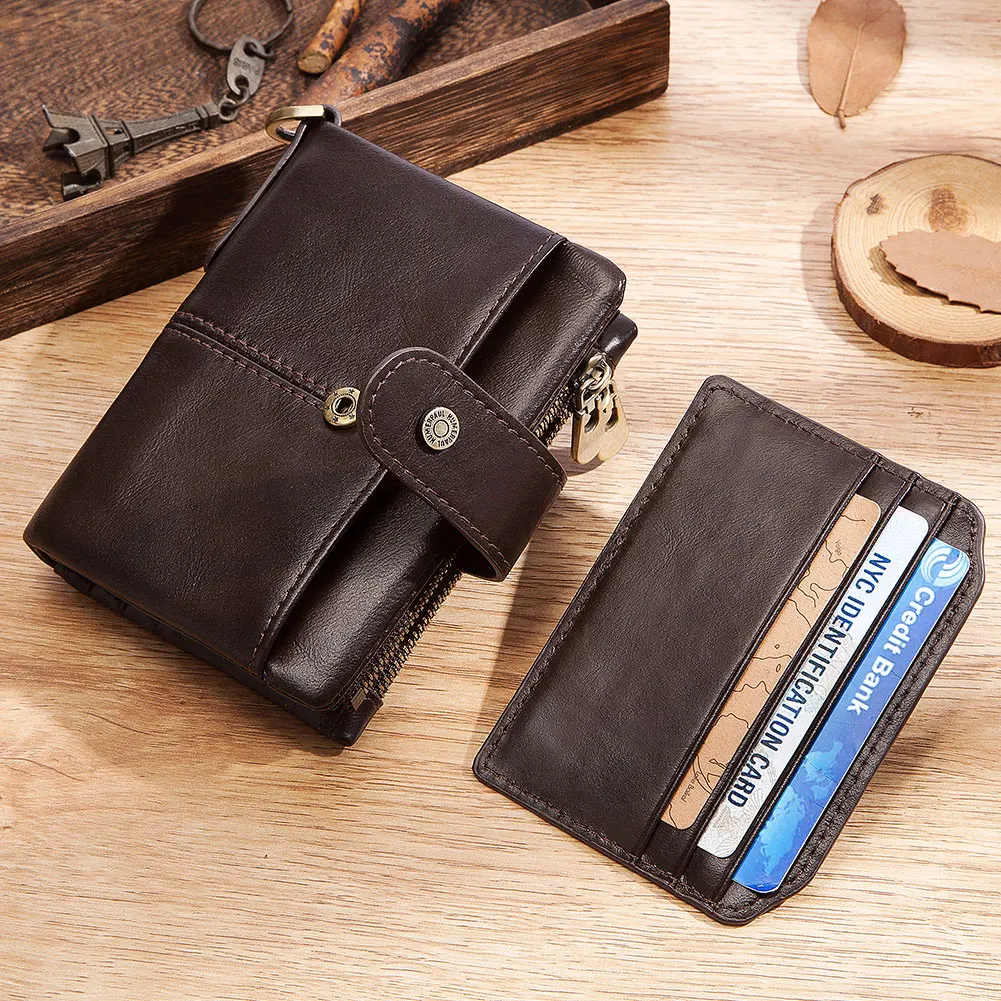 2023 New Chain Wallets for Men Rfid Blocking Genuine Leather Bifold Stylish  Black Wallet Credit card With Coin Pocket 4 Colors - AliExpress