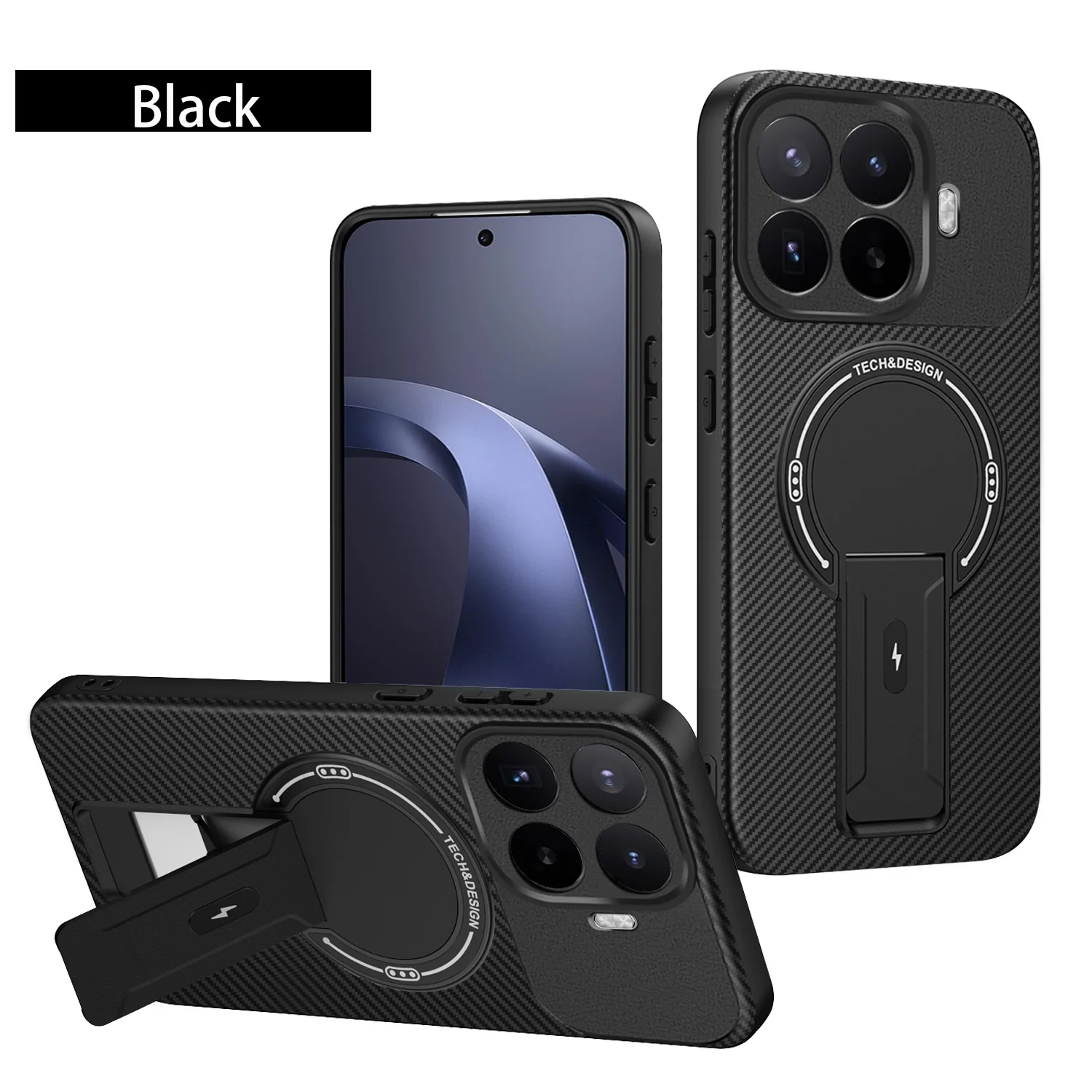 Premium Armor Carbon Fiber Magnetic Stand Case - Shockproof Cover