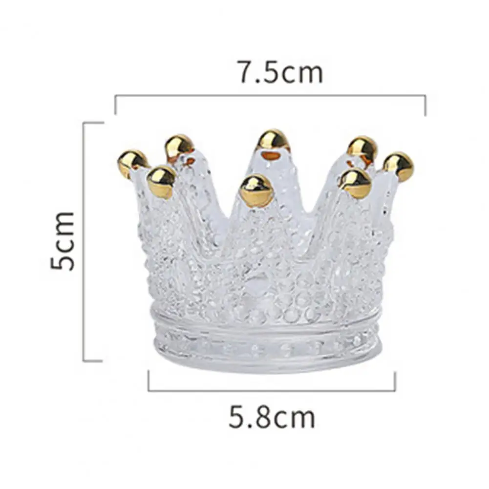 7.5cm Storage Tray Glass Crown Shape Makeup Sponge Holder 3D Decorative Jewelry Storage Resin Transparent Storage For Desktop