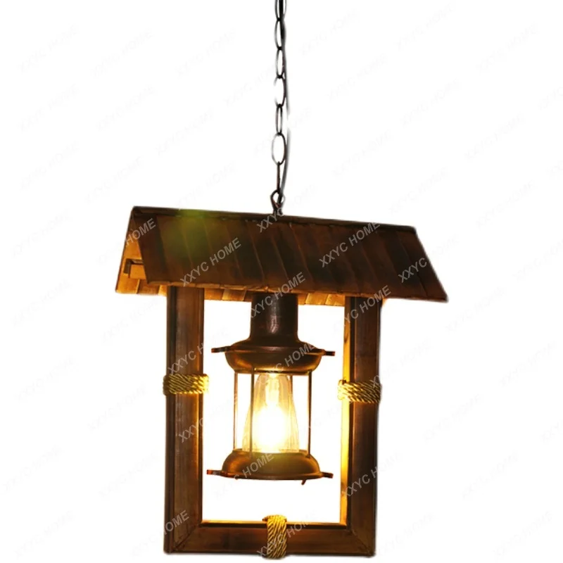 

Chinese Pastoral Restaurant Chandelier Retro Nostalgic B & B Balcony Bamboo Artwork Personalized Creative Small Droplight