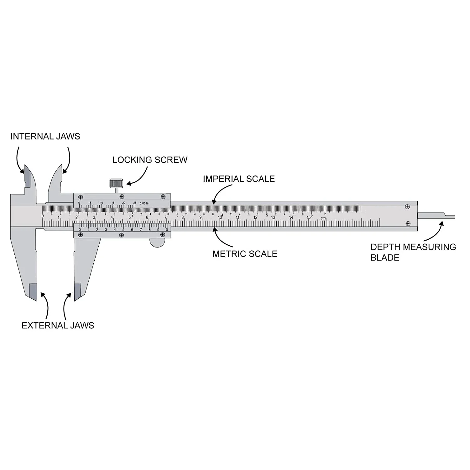 0.02mm/0.001" Stainless Steel Vernier Caliper 0-6Inch/0-150mm Manual