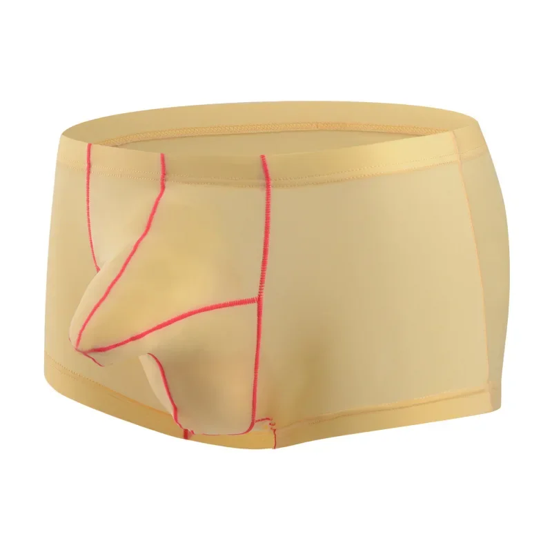 Ice Silk Boxer Homme Sexy Men Underwear Boxers Shorts Low Waist Bulge Pouch Underpants Mens Panties cueca masculina