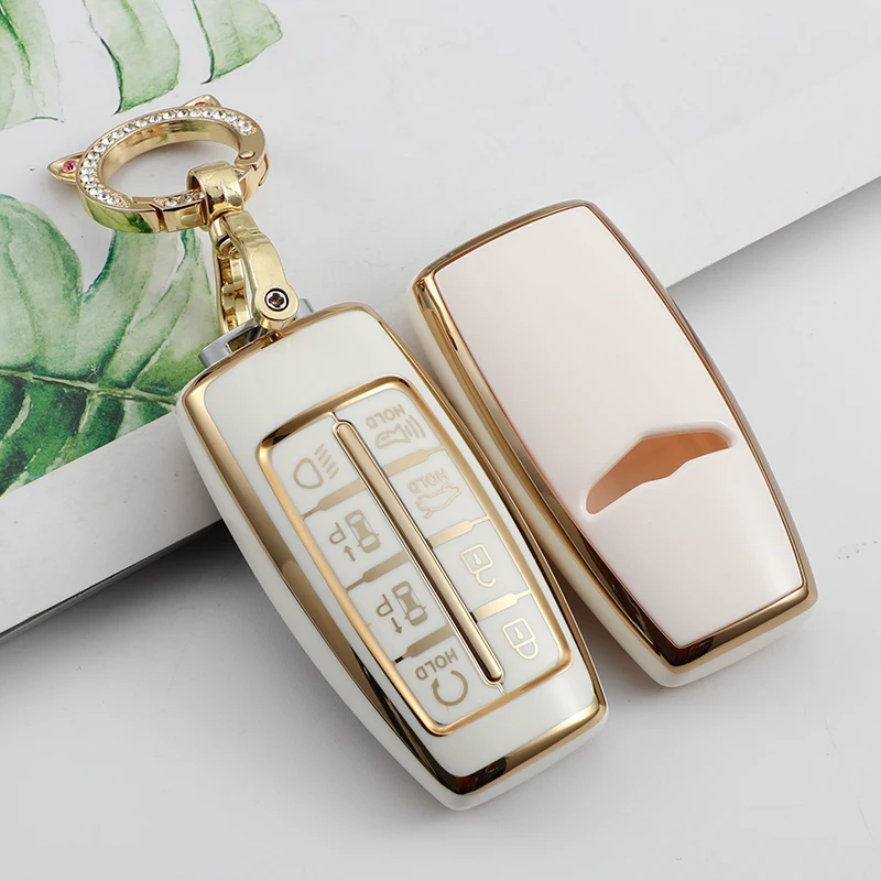 6 Button Hold Key Tpu Car Key Case Cover For Hyundai Genesis Gv70 Gv80 Gv90  2020 2021 2022 Fob Holder Ring Leather Keychain - Key Case For Car -  AliExpress