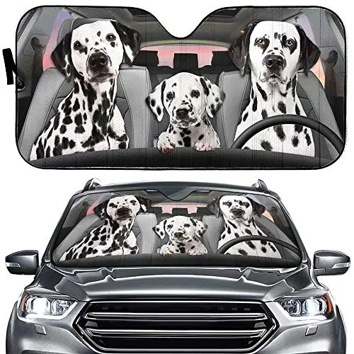 

Car Windshield Sun Shade Dalmatian Driver Front Window Sun Shiled Family Pet Puppy Dog SUV Trucks Vehiclev Van UV Sun Heat Refle