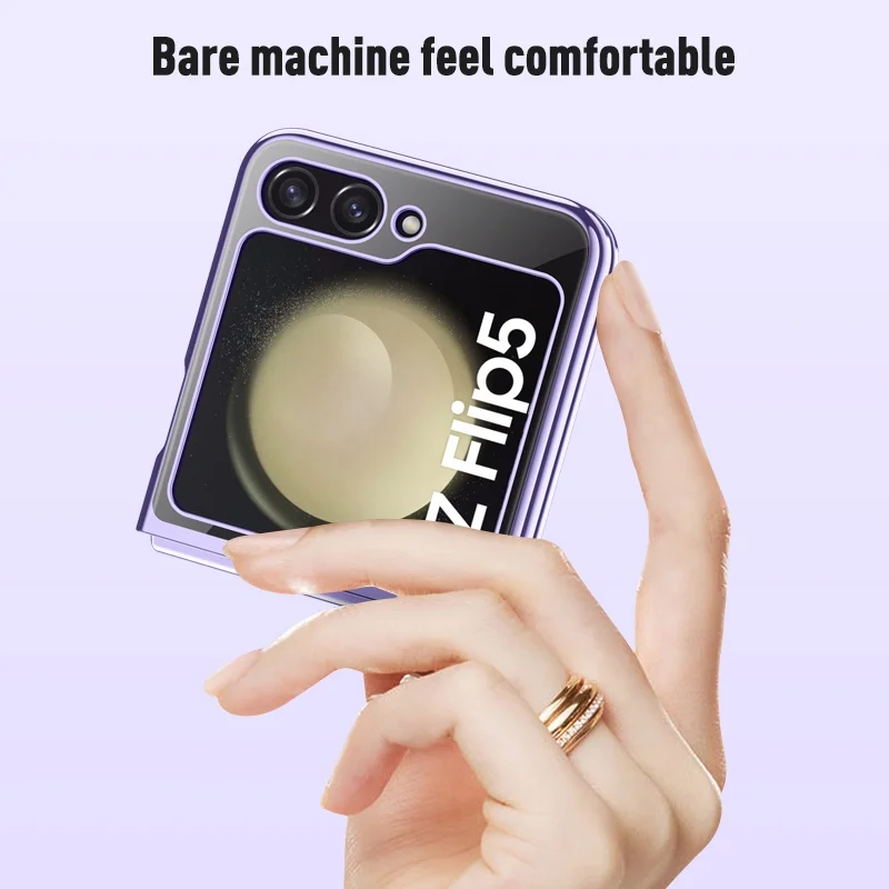 Plating Transparent Hard Plastic Back Cover For Samsung Galaxy Z Flip 5 Flip 4 Flip 3 5G Case Clear Heavy Duty Shockproof