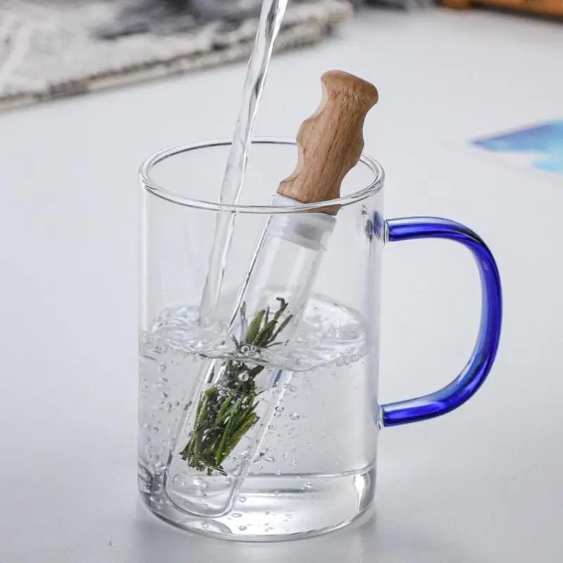 Transparent Tea Infuser Filter Glass Tube Tea Strainer with Cork Lid Brewing Test Tube Shape Brewing Tea Supplies Kitchen Tools