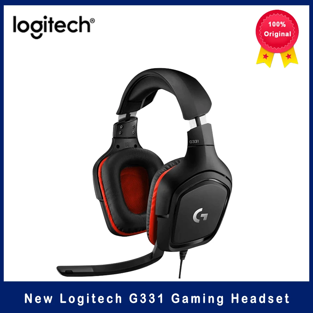 

Оригинальные Игровые наушники Logitech G331, проводная гарнитура 3,5 мм, объемный звук, шумоподавление, микрофон, наушники для компьютера