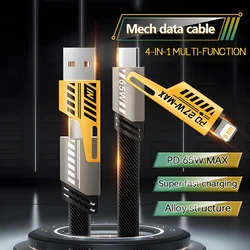 65W Fast Charging 4 - in - 1 Braided USB - C Cable - 1m (4IN1 Mech Cable)