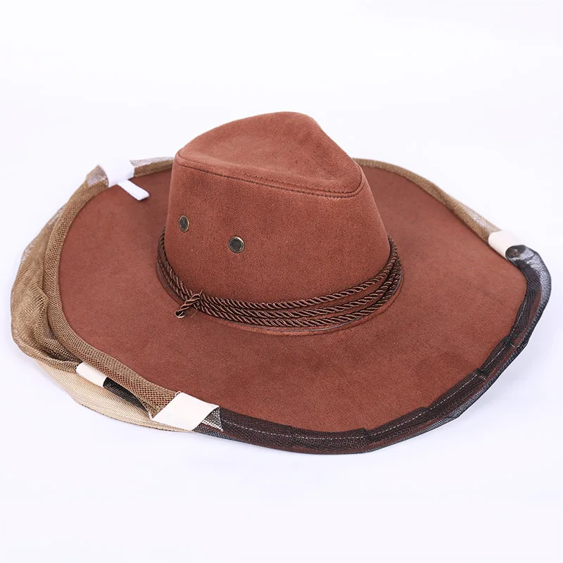 Professional Beekeeping Hat Beekeeper Cowboy Hat Anti Mosquito Bee Insect Veil Net Full Face Neck Wrap Protector