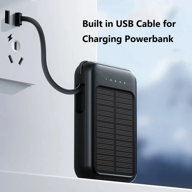 Xiaomi 50000mAh High Capacity Solar Power Bank Built Cables Solar Charger 2 USB Ports External Charger Powerbank with LED Light