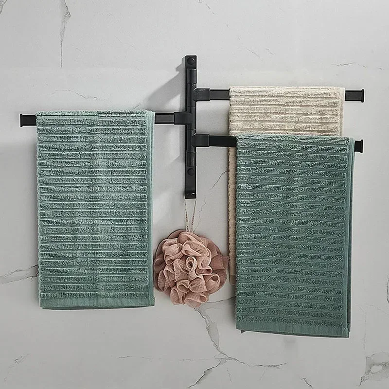 Towel rack towel holder bathroom facilities bathroom towel rack rotatable towel holder space aluminum 2/3/4/5-bar hanger kitchen shelf paper hanging wall mounted