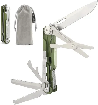 Wetactics Forerunner 3.0 Multiutensile 10 in 1, Attrezzo Tascabile EDC, Utensili Tascabili in Acciaio Inossidabile D2, Strumenti Utilitari per Campeggio, Outdoor